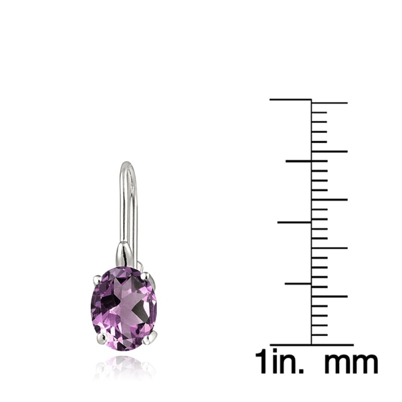 Sterling Silver Created Alexandrite 8X6mm Oval Leverback Earrings