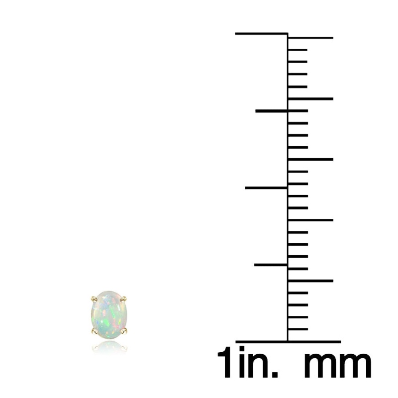 Gold Tone Over Sterling Silver 0.30Ct Ethiopian Opal 5X3 Oval Stud Earrings