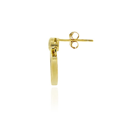 18K Gold Over Sterling Silver Cz Micro Pave Heart Dangle Earrings