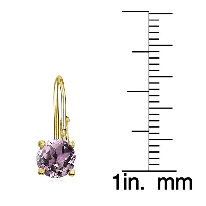 Yellow Gold Flashed Sterling Silver Created Alexandrite 6Mm Round Leverback Earrings