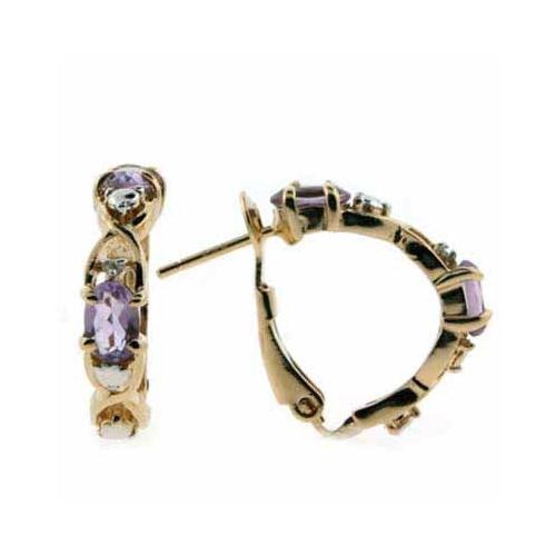 18K Gold Over Sterling Silver Amethyst & Diamond Accent X & O Earrings