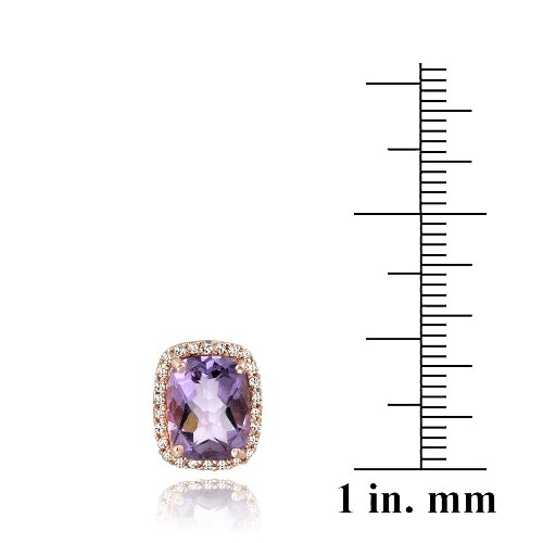 Rose Gold Tone Over Silver 4.5Ct Amethyst & White Topaz Rectangle Stud Earrings