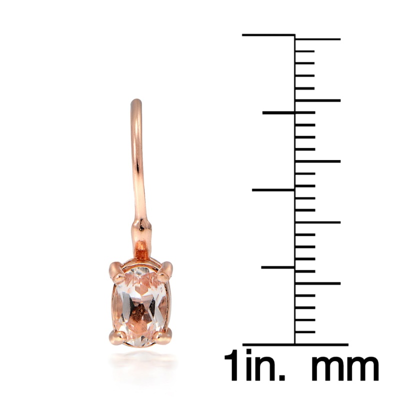 18K Rose Gold Over Silver 0.60Ct Morganite Oval Leverback Earrings