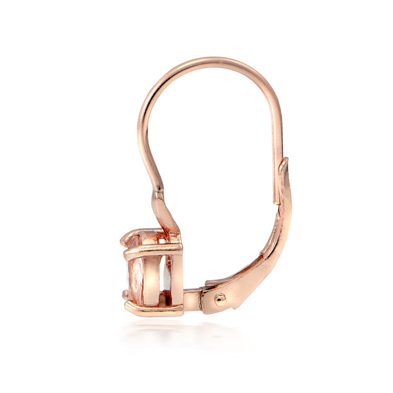 18K Rose Gold Over Sterling Silver Morganite Oval Leverback Earrings