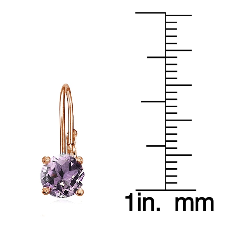 Rose Gold Flashed Sterling Silver Created Alexandrite 6Mm Round Leverback Earrings
