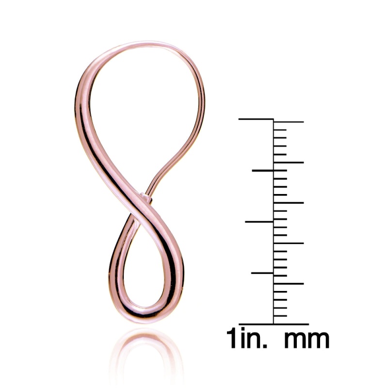 Rose Gold Tone Over Sterling Silver Infinity Polished Hook Earrings