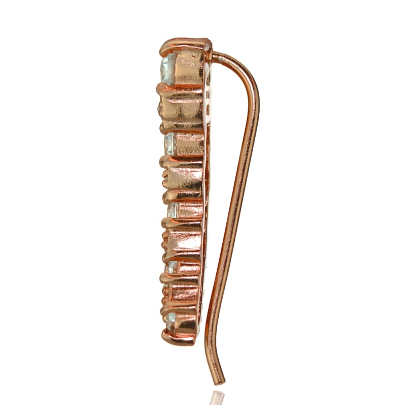 Rose Gold Tone Over Sterling Silver Cubic Zirconia Graduating Crawler Climber Hook Earrings