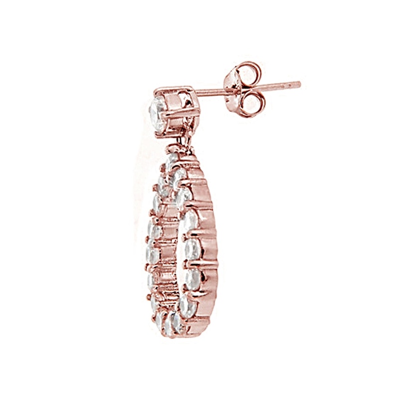 Rose Gold Flashed Sterling Silver Cubic Zirconia Teardrop Dangle Earrings