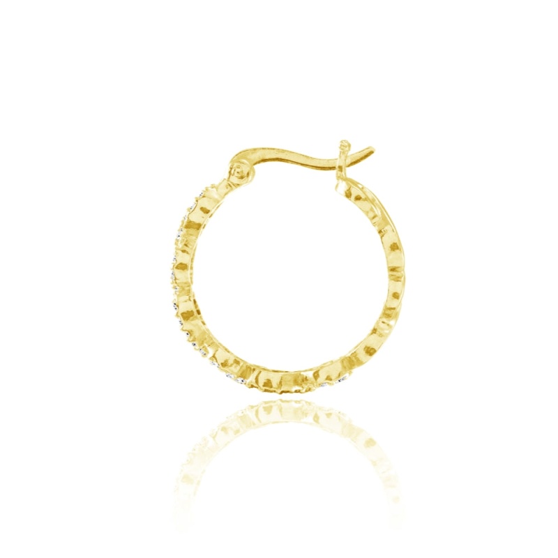 Yellow Gold Flashed Sterling Silver Cubic Zirconia Continuous Infinity Hoop Earrings