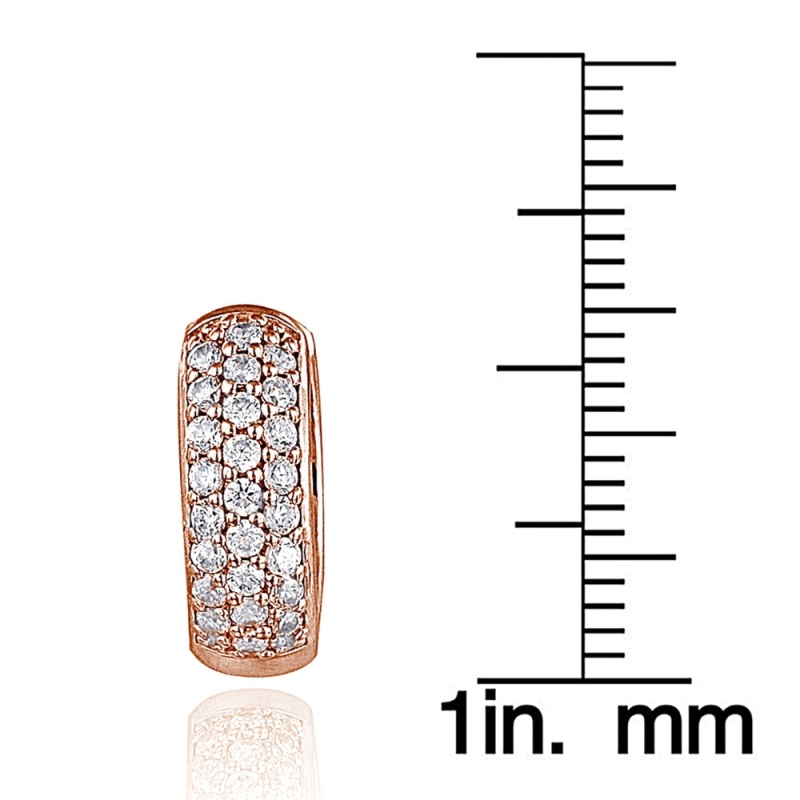 Rose Gold Tone Over Sterling Silver Cubic Zirconia 15Mm Huggie Hoop Earrings