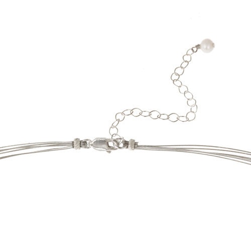 Sterling Silver Freshwater Cultured White Pearls & Beads 3-Row Graduating Necklace