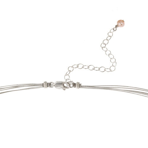 Sterling Silver Freshwater Cultured Pink Pearls & Beads 3-Row Graduating Necklace
