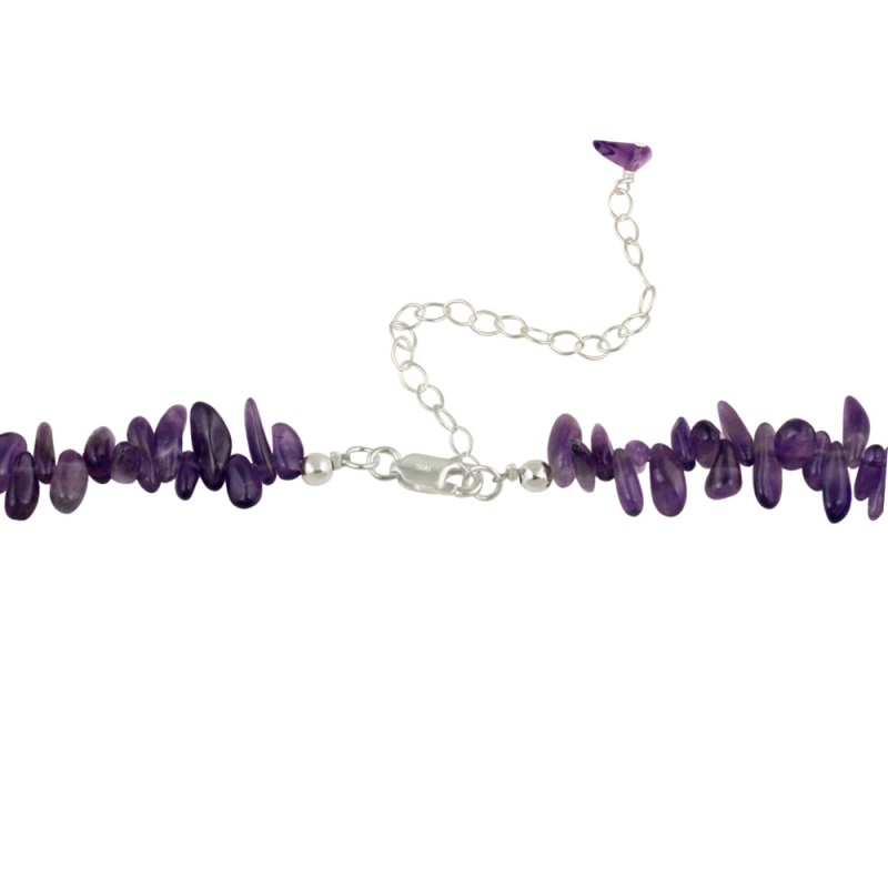 Sterling Silver Amethyst Chips Fashion Necklace
