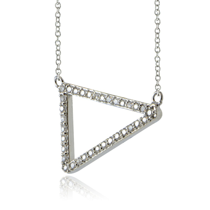Sterling Silver Cubic Zirconia Triangle Necklace