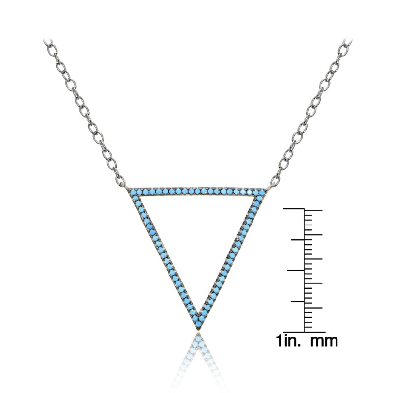 Sterling Silver Nano Created Turquoise Open Triangle Necklace