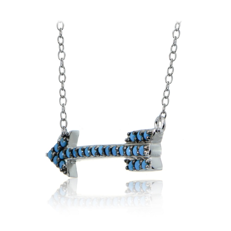 Sterling Silver Nano Created Turquoise Arrow Necklace