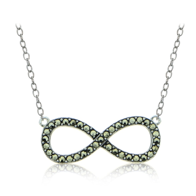 Sterling Silver Marcasite Infinity Necklace