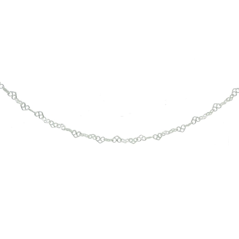 Sterling Silver 3.5Mm Intertwining Hearts Link Chain Necklace, 18 Inches
