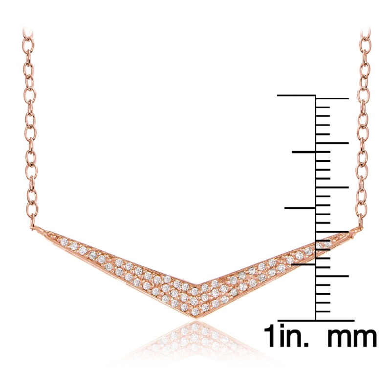 Roe Gold Tone Over Sterling Silver Cubic Zirconia V Necklace