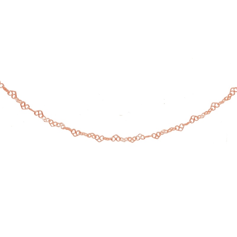 Rose Gold Flashed Sterling Silver 3.5Mm Intertwining Hearts Link Chain Necklace, 18 Inches