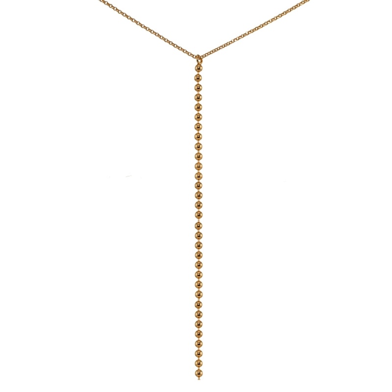 Rose Gold Flashed Sterling Silver Italian Ball Beads Chain Lariat Drop Y Necklace