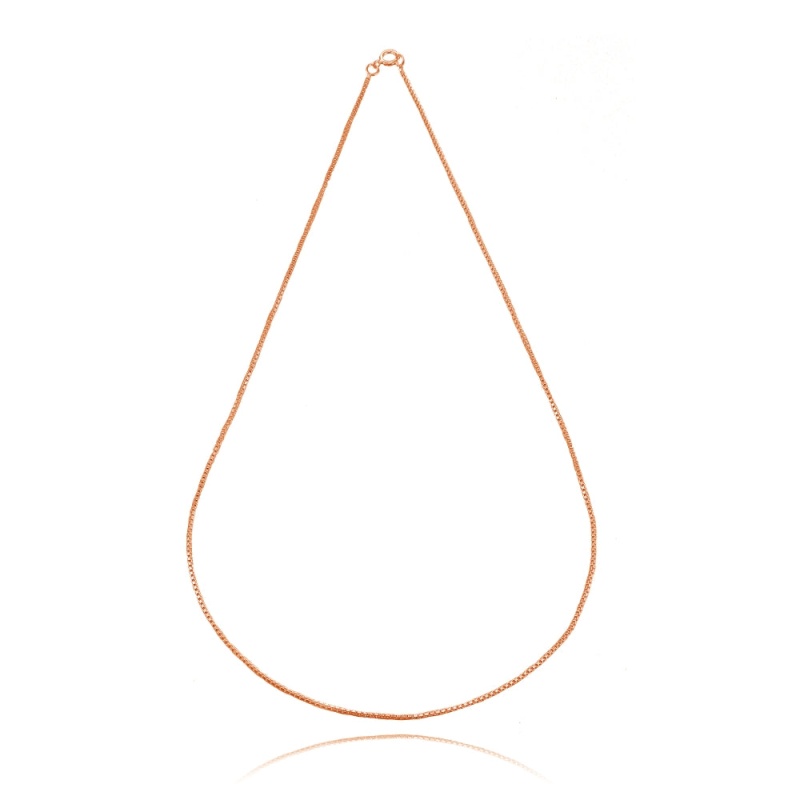 Rose Gold Flashed Sterling Silver 1Mm Box Chain Dainty Necklace, 24 Inches