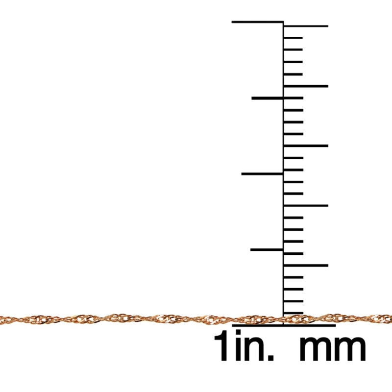 14K Rose Gold .9Mm Singapore Italian Chain Necklace, 16 Inches