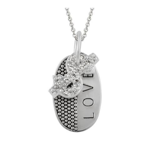 Sterling Silver Cz Love & Money Pendant