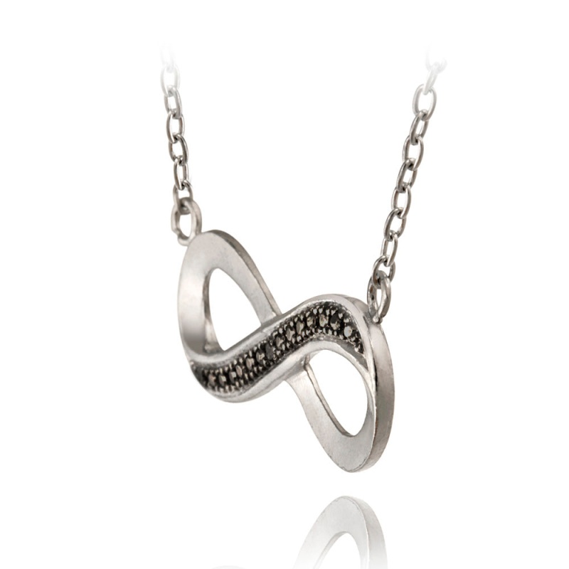 Sterling Silver Black Diamond Accent Infinity Necklace, 18"