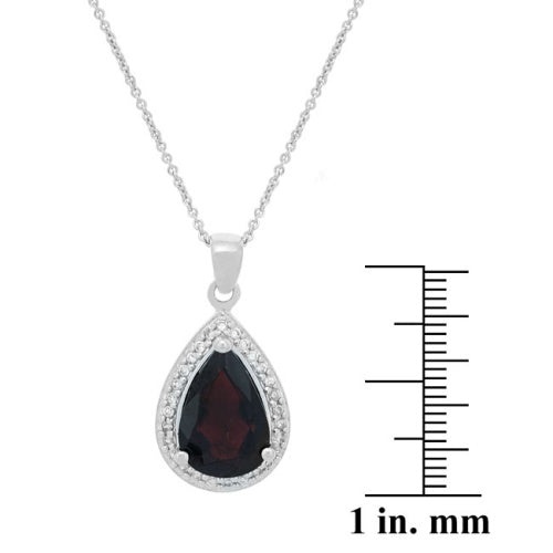 Sterling Silver 6Ct Garnet & Cz Teardrop Pendant