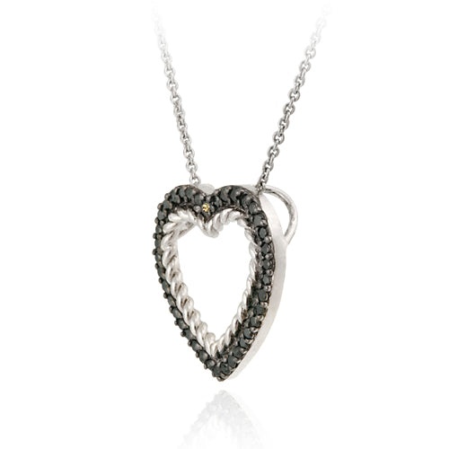 Sterling Silver 2/5Ct Champagne Diamond Open Heart Pendant