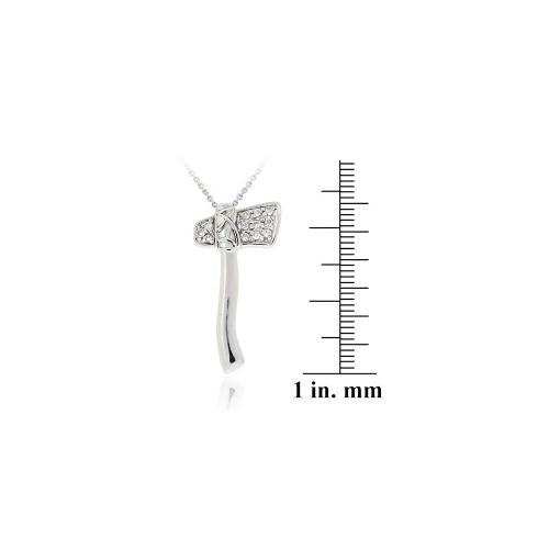 Sterling Silver Cz Axe Pendant