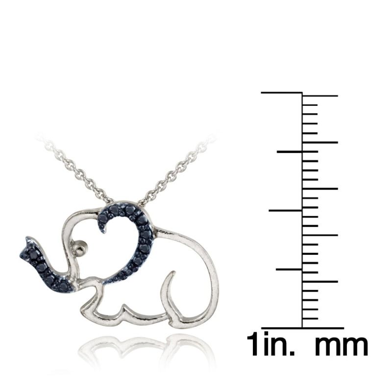 Sterling Silver Blue Diamond Accent Elephant Pendant
