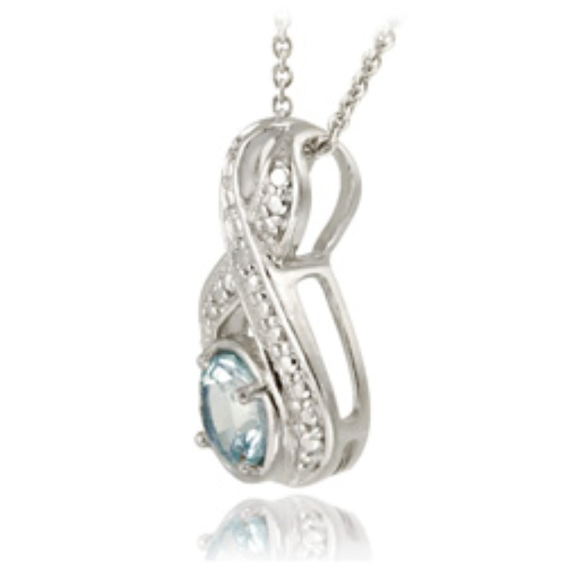 Sterling Silver Blue Topaz & Diamond Accent Twist Pendant