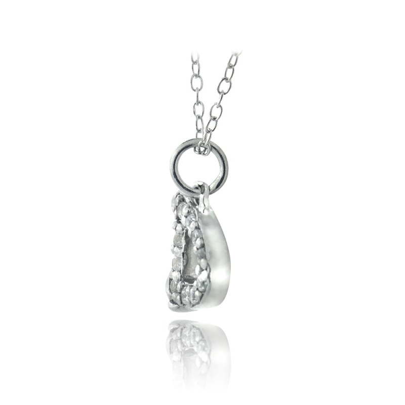 Sterling Silver Cz D Initial Necklace