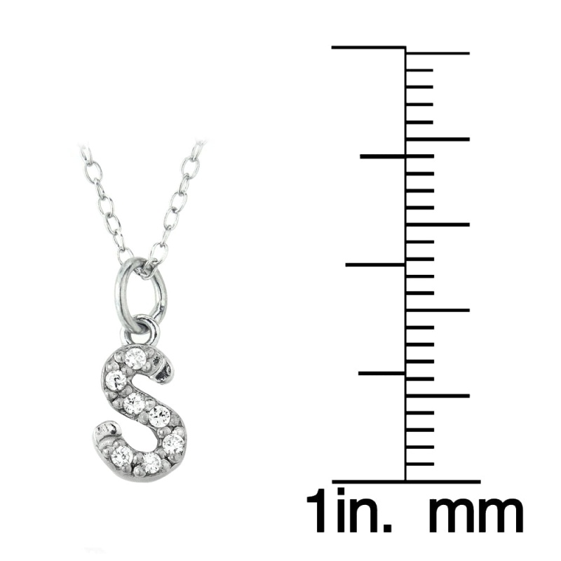 Sterling Silver Cz S Initial Necklace