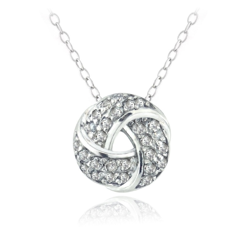 Sterling Silver 1/4 Ct Diamond Love Knot Necklace, (H-I, I2)