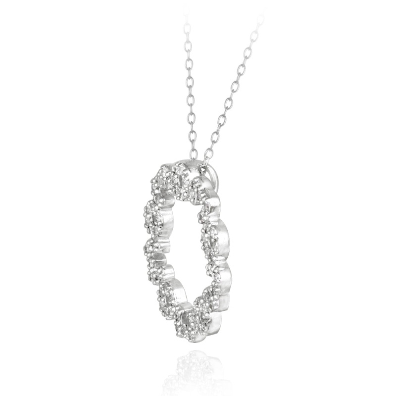 Sterling Silver Cz Mom Eternity Necklace