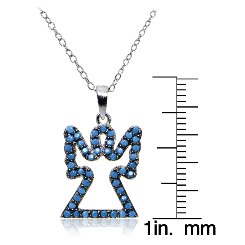 Sterling Silver Nano Created Turquoise Angel Necklace