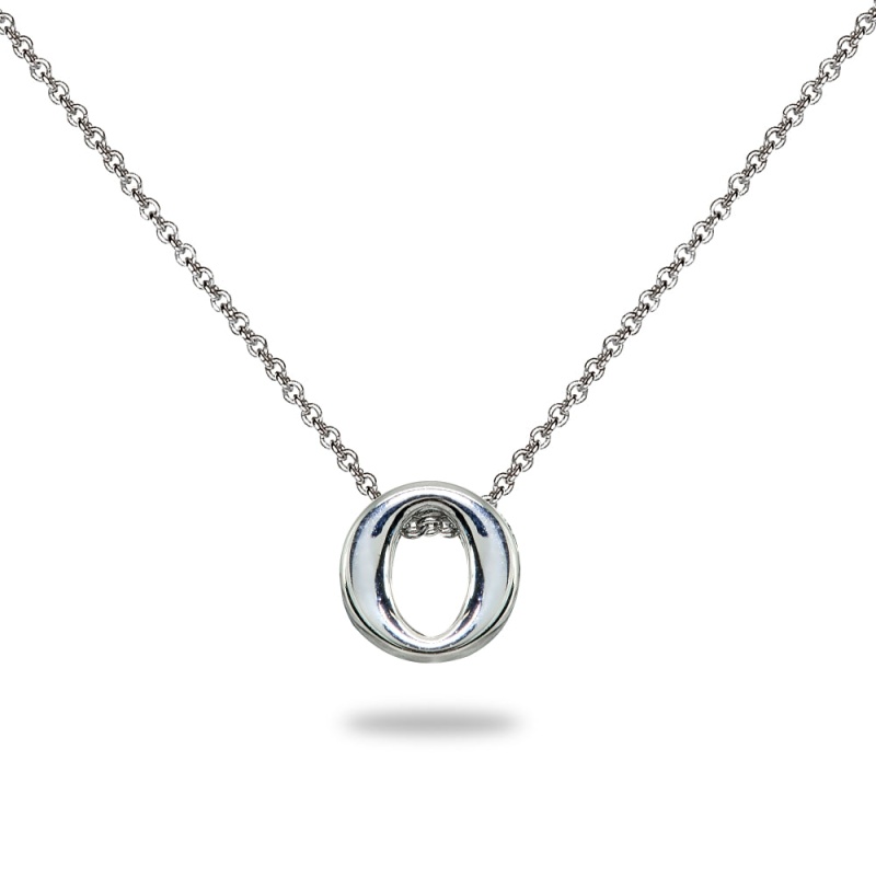 Sterling Silver O Letter Initial Alphabet Name Personalized 925 Silver Necklace, 15” + Extender