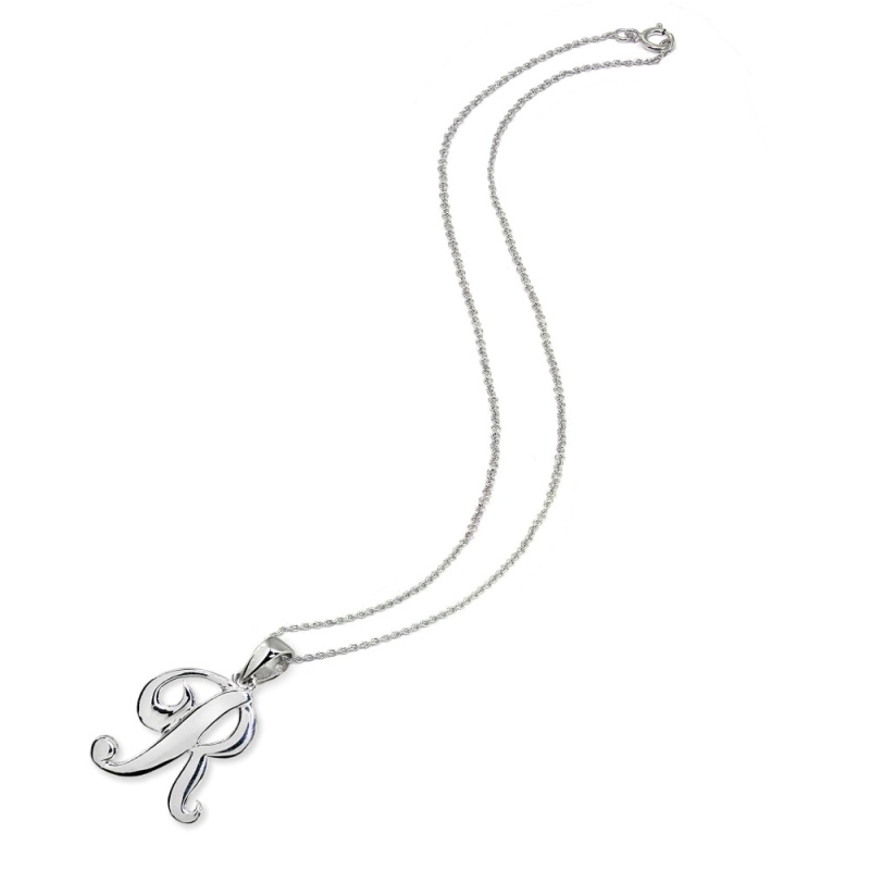 Sterling Silver R Letter Initial Alphabet Name Personalized 925 Silver Pendant Necklace