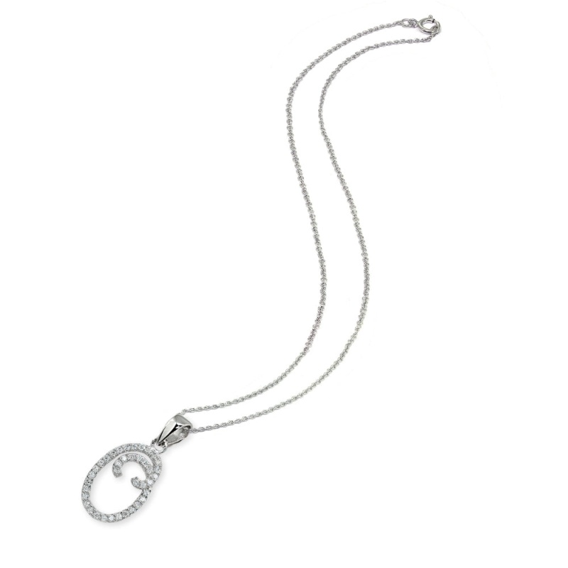 Sterling Silver Cubic Zirconia O Letter Initial Alphabet Name Personalized Pendant Necklace