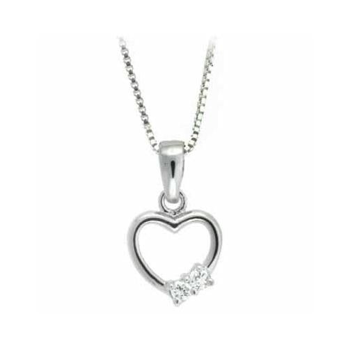 Sterling Silver Cz Designer Inspired Open Heart Pendant