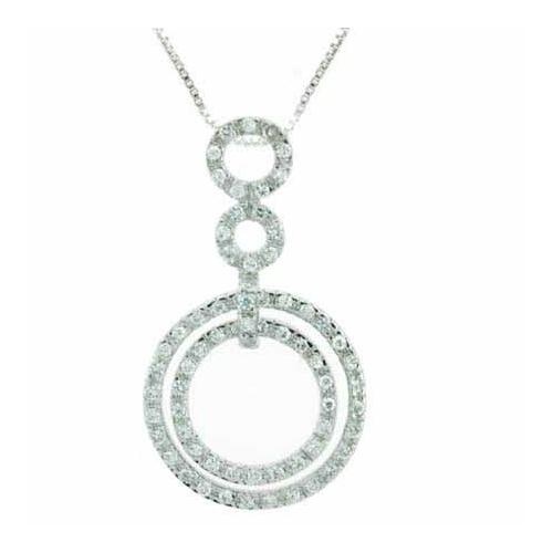 Sterling Silver Cz Double Circle Eternity Celebrity-Inspired Pendant