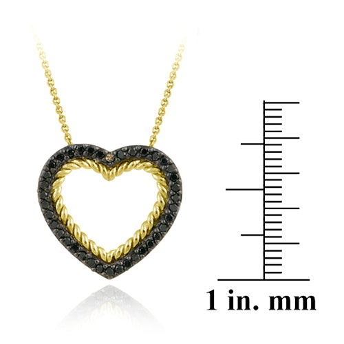 18K Gold Over Sterling Silver And .38Ct. Tdw Champagne Diamond Open Heart Pendant