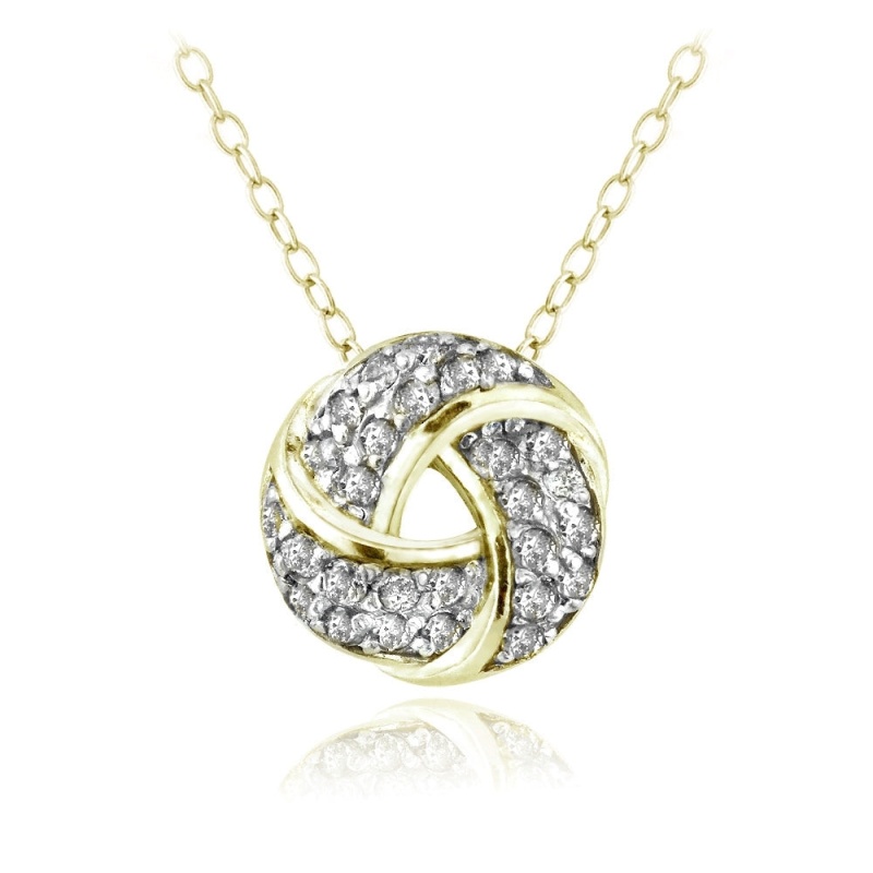 Gold Tone Over Sterling Silver 1/4 Ct Diamond Love Knot Necklace, (H-I, I2)