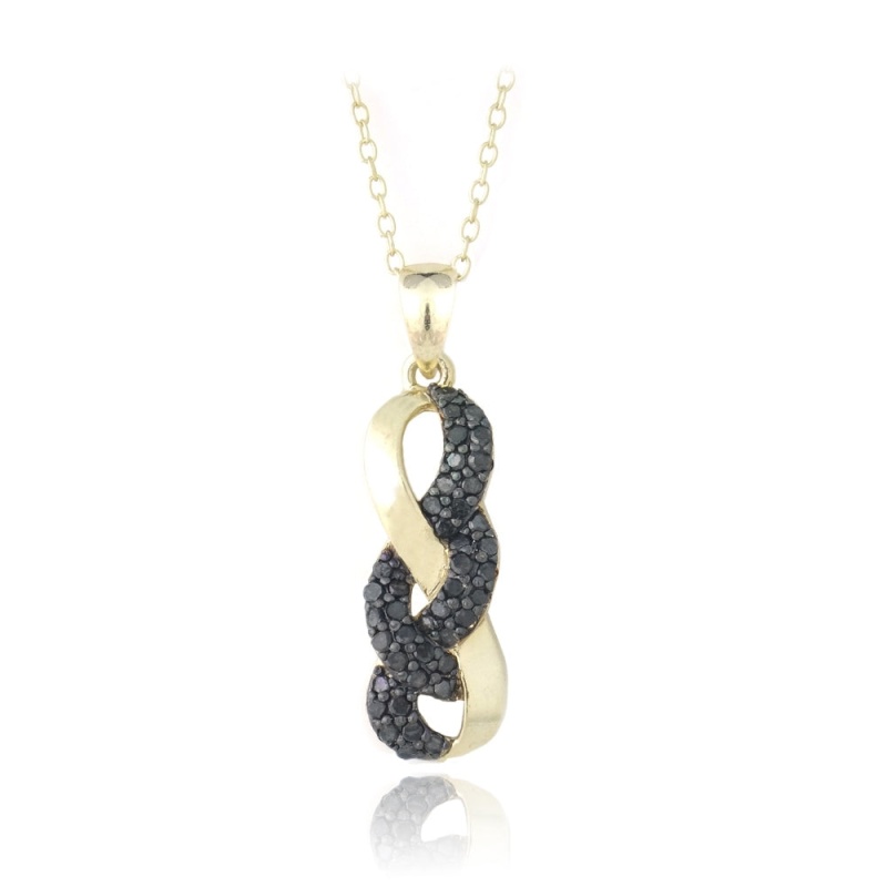 Gold Tone Over Sterling Silver 2/5Ct Black Diamond Infinity Drop Necklace