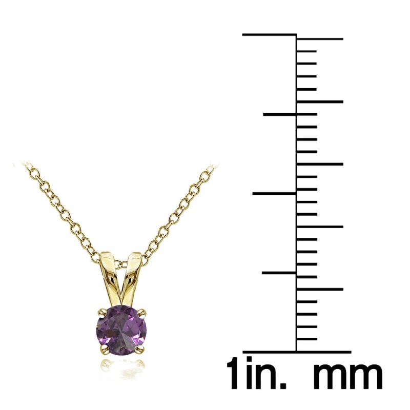Yellow Gold Flashed Sterling Silver Created Alexandrite 5Mm Round Solitaire Necklace