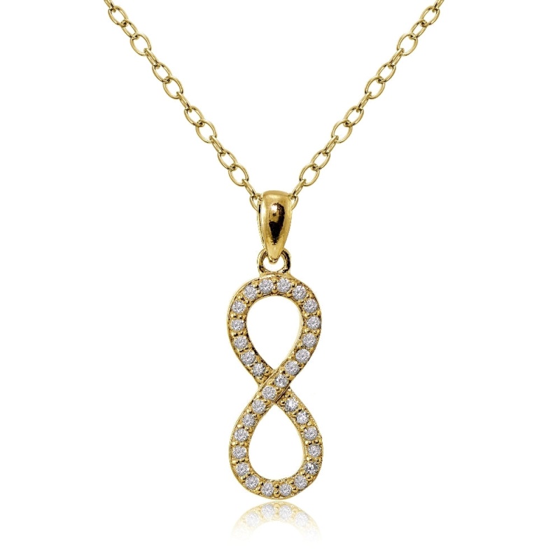 Yellow Gold Flashed Sterling Silver Cubic Zirconia Infinity Necklace