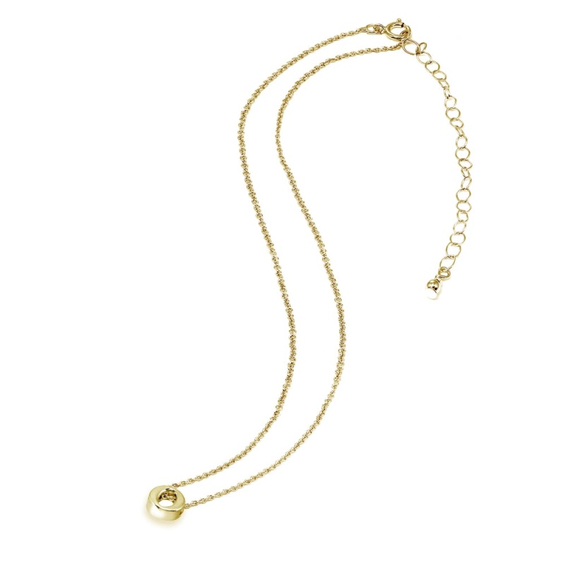 Yellow Gold Flashed Sterling Silver O Letter Initial Alphabet Name Personalized 925 Silver Necklace, 15” + Extender